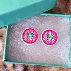 Valentines Starbucks Coffee Stud Earrings